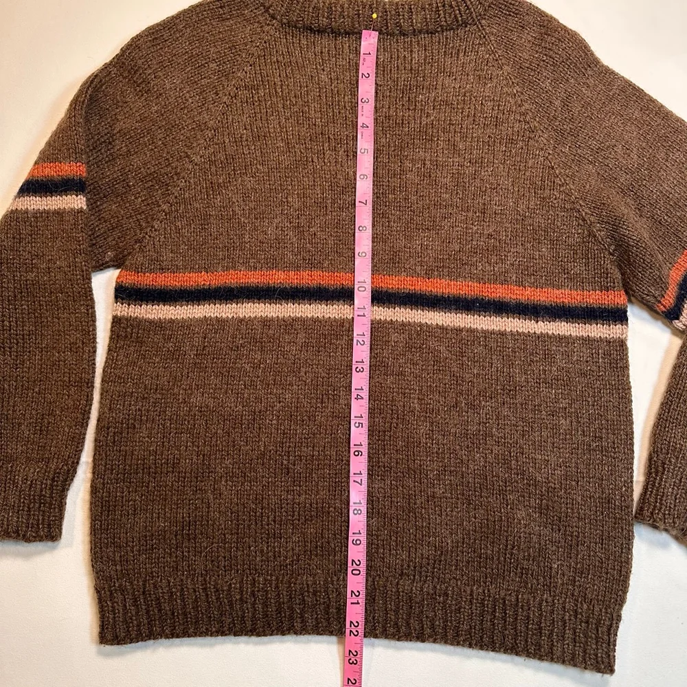 Handmade | Recycled Wool Blend Stripe Sweater | Earthtone Heritage Knit | M - Picture 6 of 7